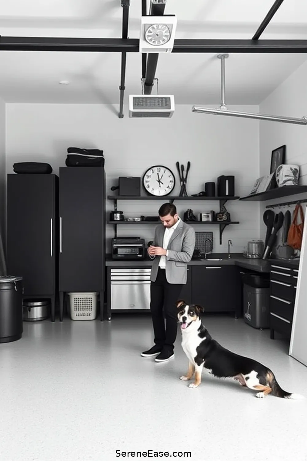 Maintain a Clutter-Free Space for 25 Ways to Achieve Black and White Mid-Century Modern Garage Style