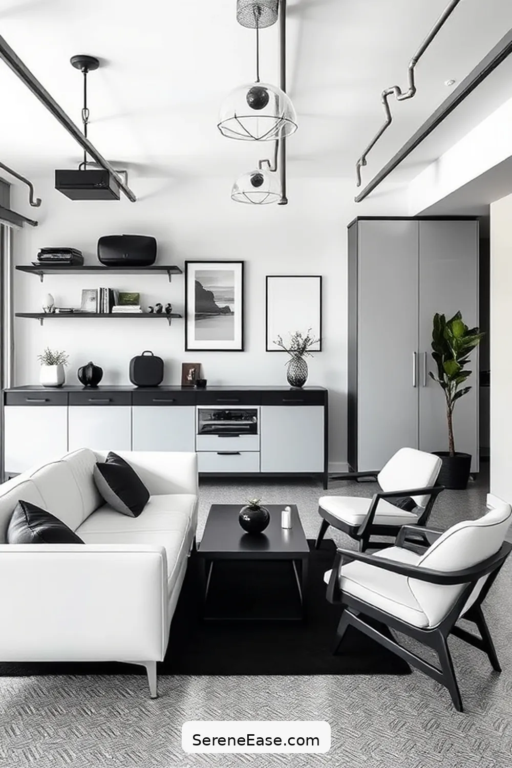 Opt for Classic Mid-Century Furniture for 25 Ways to Achieve Black and White Mid-Century Modern Garage Style