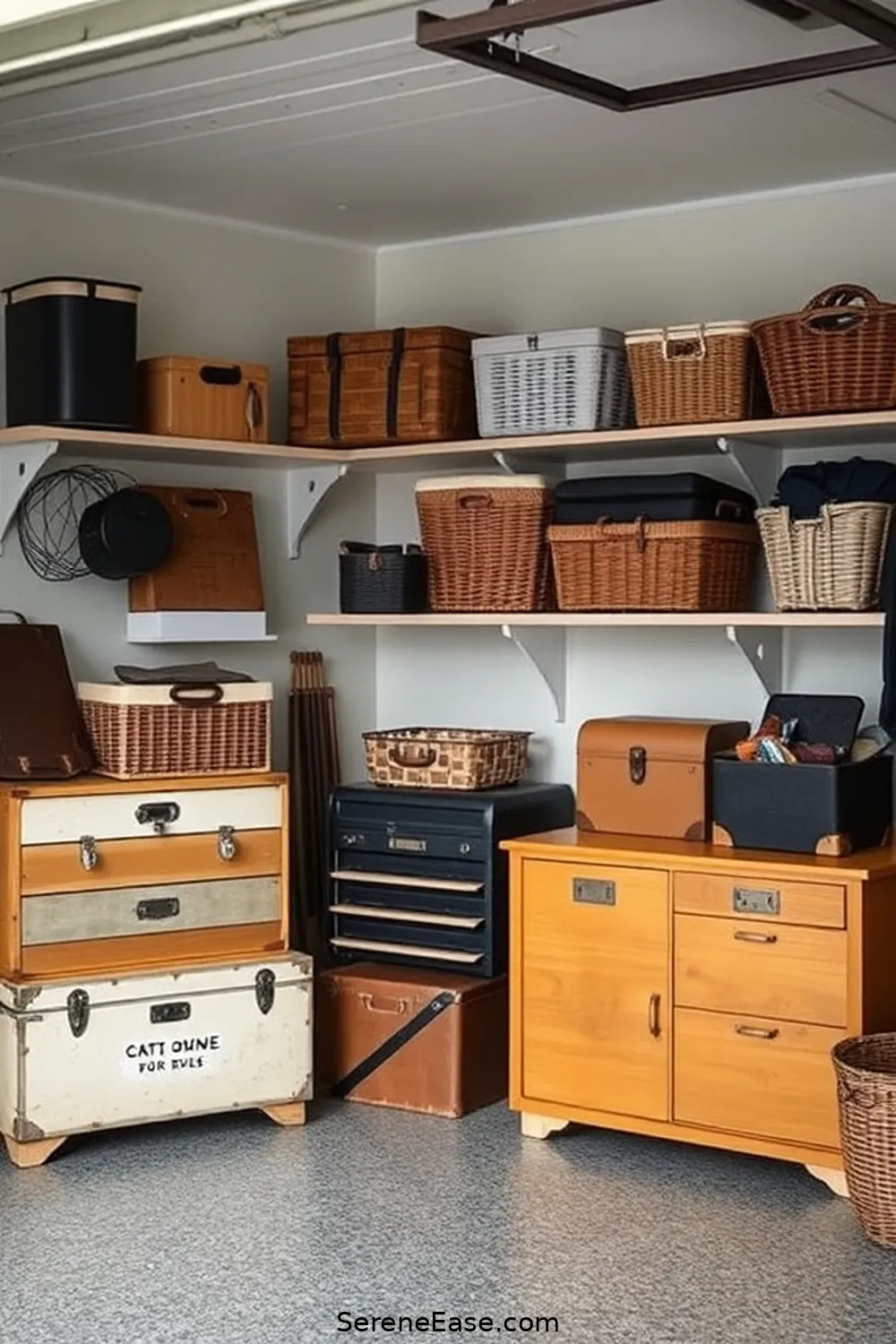 Use Vintage Storage Solutions for 25 Ways to Achieve Black and White Mid-Century Modern Garage Style