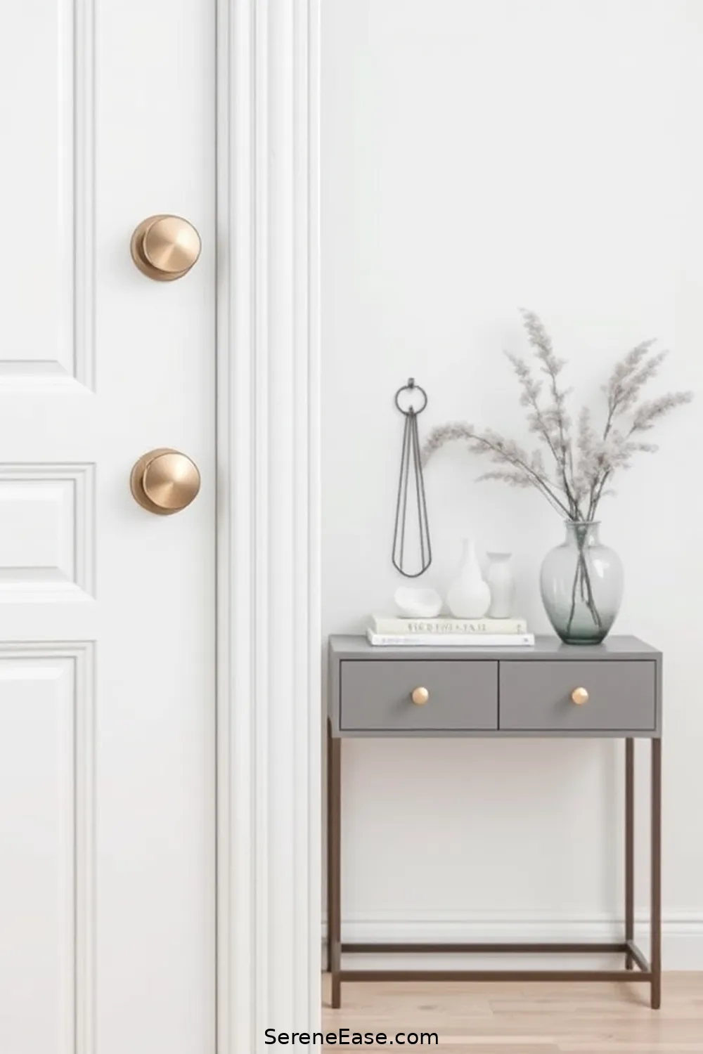 25 Ways to Achieve Monochromatic Minimalist Style in Your Entryway 13 Choose Minimalist Hardware for 25 Ways to Achieve Monochromatic Minimalist Style in Your Entryway