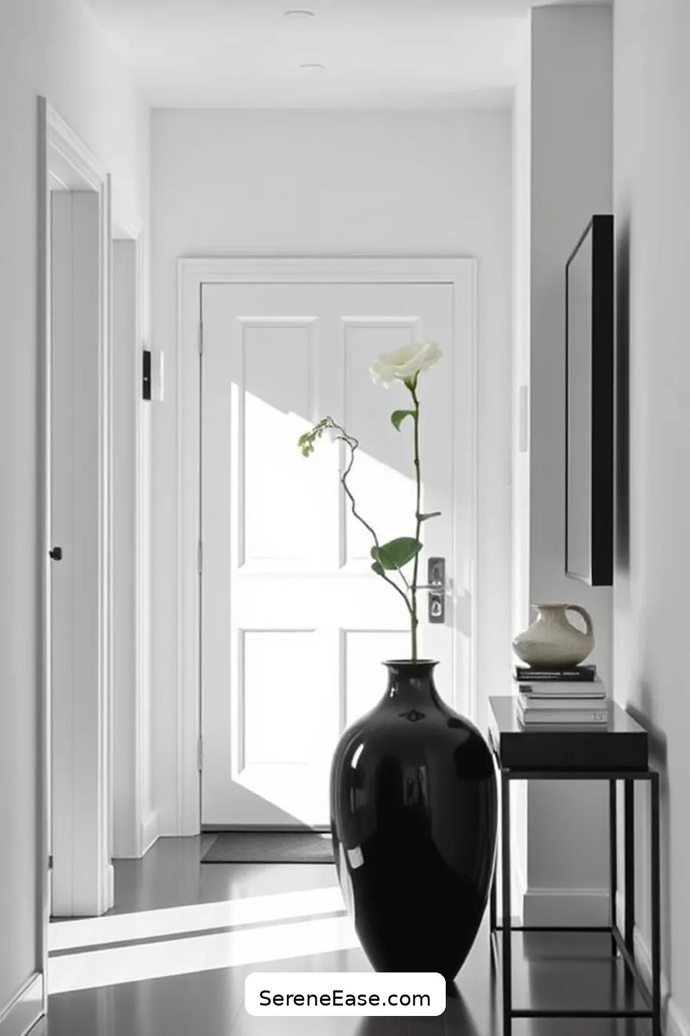 25 Ways to Achieve Monochromatic Minimalist Style in Your Entryway 26 Personalize With a Single Focal Point for 25 Ways to Achieve Monochromatic Minimalist Style in Your Entryway
