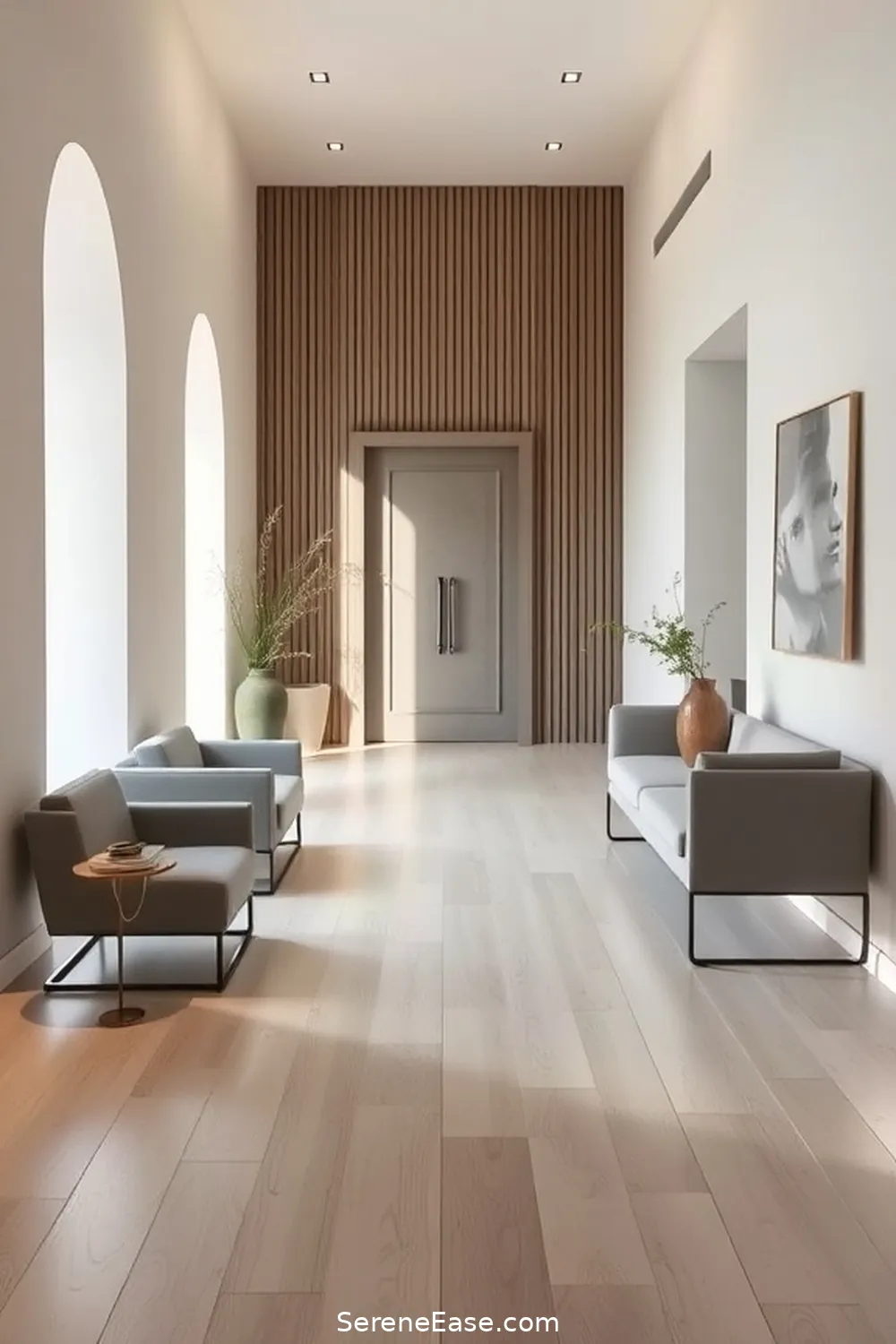 25 Ways to Achieve Monochromatic Minimalist Style in Your Entryway 19 Use a Consistent Flooring Material for 25 Ways to Achieve Monochromatic Minimalist Style in Your Entryway