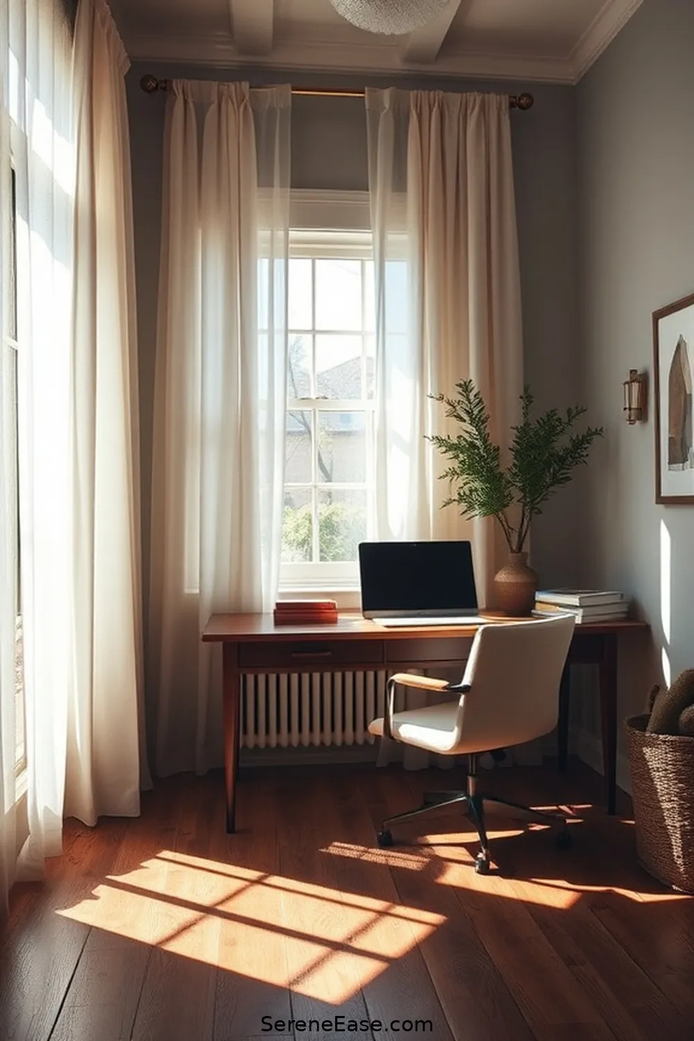 25 Ways to Achieve Monochromatic Rustic Style in Your Home Office 19 Implement Natural Window Treatments for 25 Ways to Achieve Monochromatic Rustic Style in Your Home Office