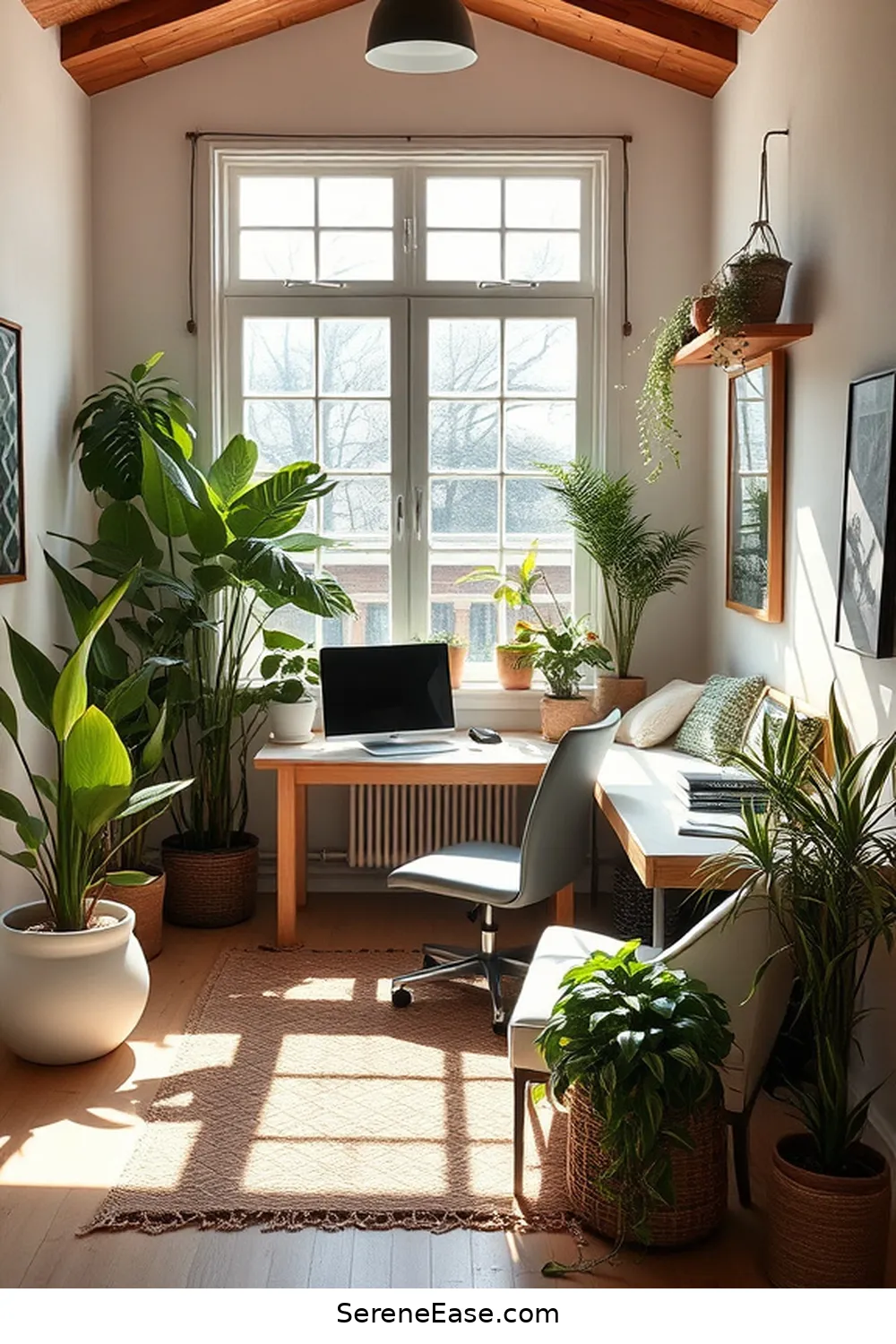 25 Ways to Achieve Monochromatic Rustic Style in Your Home Office 10 Integrate Indoor Plants for 25 Ways to Achieve Monochromatic Rustic Style in Your Home Office