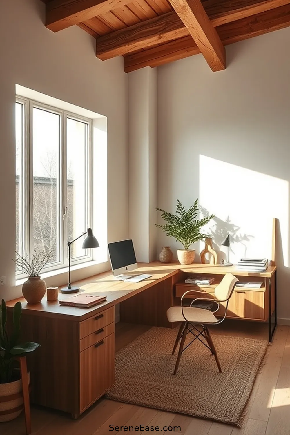 25 Ways to Achieve Monochromatic Rustic Style in Your Home Office 6 Opt for Minimalist Furniture for 25 Ways to Achieve Monochromatic Rustic Style in Your Home Office