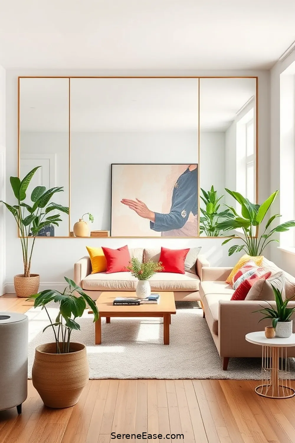 25 Ways to Achieve a Bold and Bright Scandinavian Style Living Room 20 Use Mirrors to Enhance Light for 25 Ways to Achieve a Bold and Bright Scandinavian Style Living Room