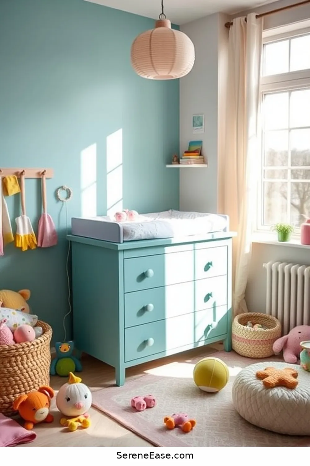 25 Ways to Incorporate Bold Colors Into a Bright Minimalist Nursery Style 17 Choose a Colorful Changing Table for 25 Ways to Incorporate Bold Colors Into a Bright Minimalist Nursery Style