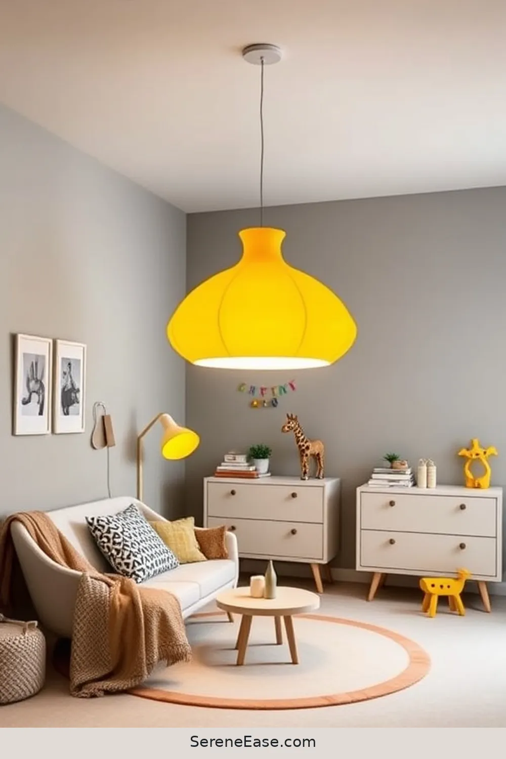 25 Ways to Incorporate Bold Colors Into a Bright Minimalist Nursery Style 14 Choose a Statement Light Fixture for 25 Ways to Incorporate Bold Colors Into a Bright Minimalist Nursery Style