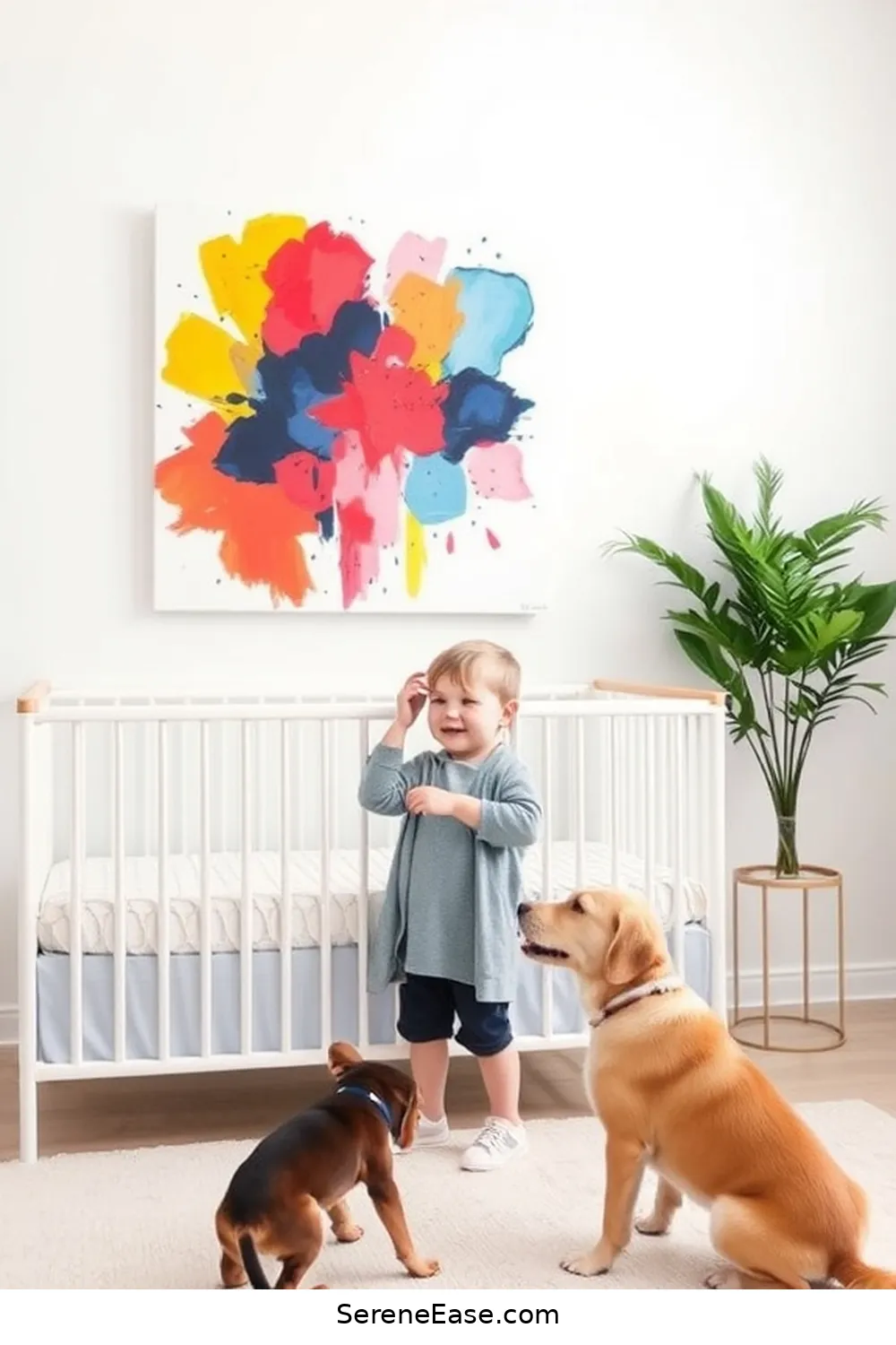 25 Ways to Incorporate Bold Colors Into a Bright Minimalist Nursery Style 8 Hang Bold Artwork for 25 Ways to Incorporate Bold Colors Into a Bright Minimalist Nursery Style