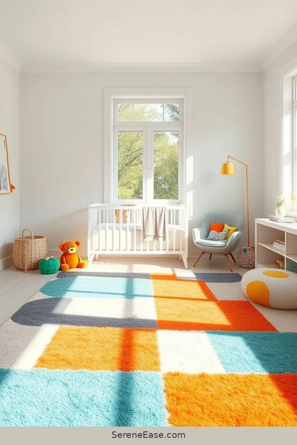 25 Ways to Incorporate Bold Colors Into a Bright Minimalist Nursery Style 4 Incorporate Bright Rugs for 25 Ways to Incorporate Bold Colors Into a Bright Minimalist Nursery Style
