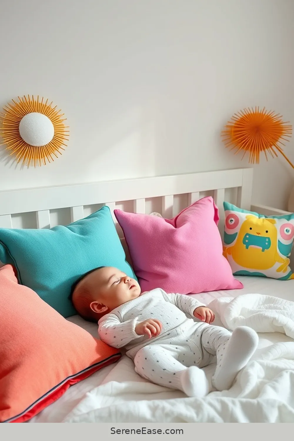 25 Ways to Incorporate Bold Colors Into a Bright Minimalist Nursery Style 13 Incorporate Colorful Throw Pillows for 25 Ways to Incorporate Bold Colors Into a Bright Minimalist Nursery Style