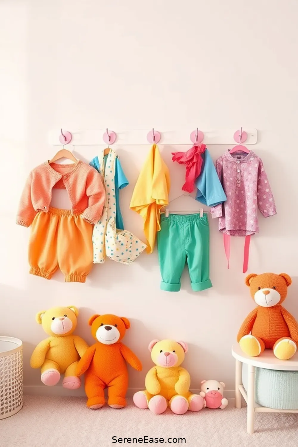 25 Ways to Incorporate Bold Colors Into a Bright Minimalist Nursery Style 23 Incorporate Colorful Wall Hooks for 25 Ways to Incorporate Bold Colors Into a Bright Minimalist Nursery Style