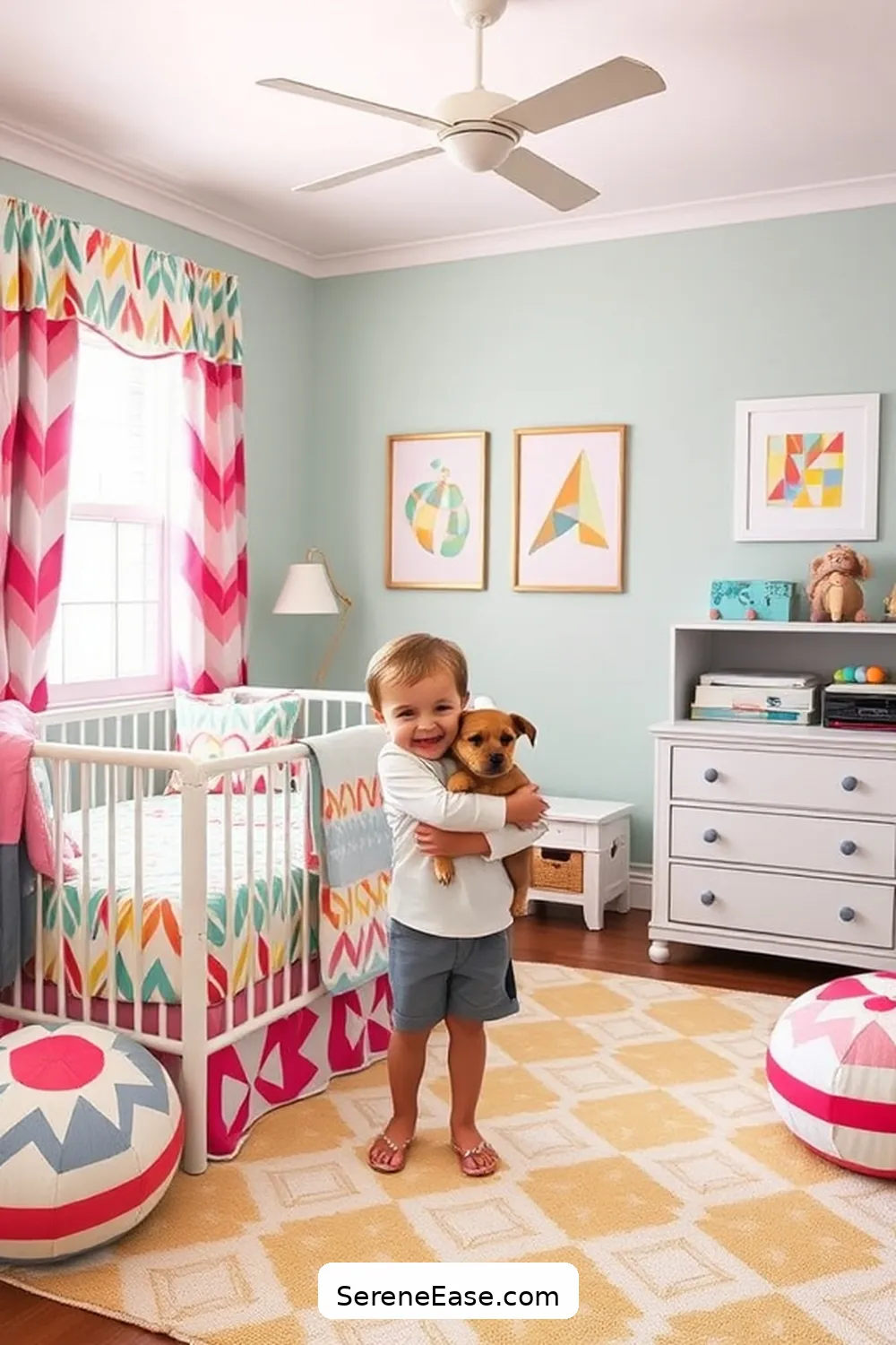 25 Ways to Incorporate Bold Colors Into a Bright Minimalist Nursery Style 3 Use Colorful Bedding for 25 Ways to Incorporate Bold Colors Into a Bright Minimalist Nursery Style