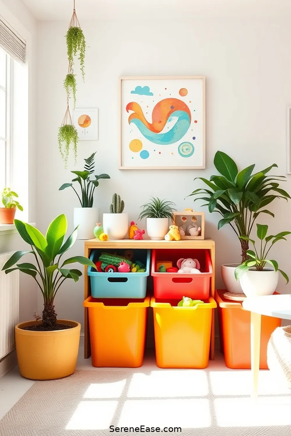 25 Ways to Incorporate Bold Colors Into a Bright Minimalist Nursery Style 9 Utilize Fun Storage Bins for 25 Ways to Incorporate Bold Colors Into a Bright Minimalist Nursery Style