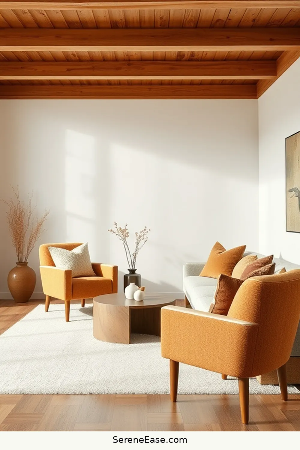 Add Earthy Colored Accent Chairs for 25 Ways to Incorporate Earth Tones in Minimalist Living Room Style