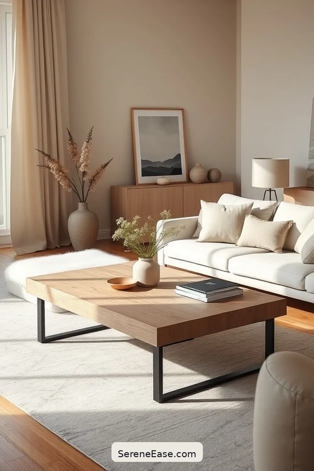 Choose a Simple Coffee Table in Earth Tones for 25 Ways to Incorporate Earth Tones in Minimalist Living Room Style