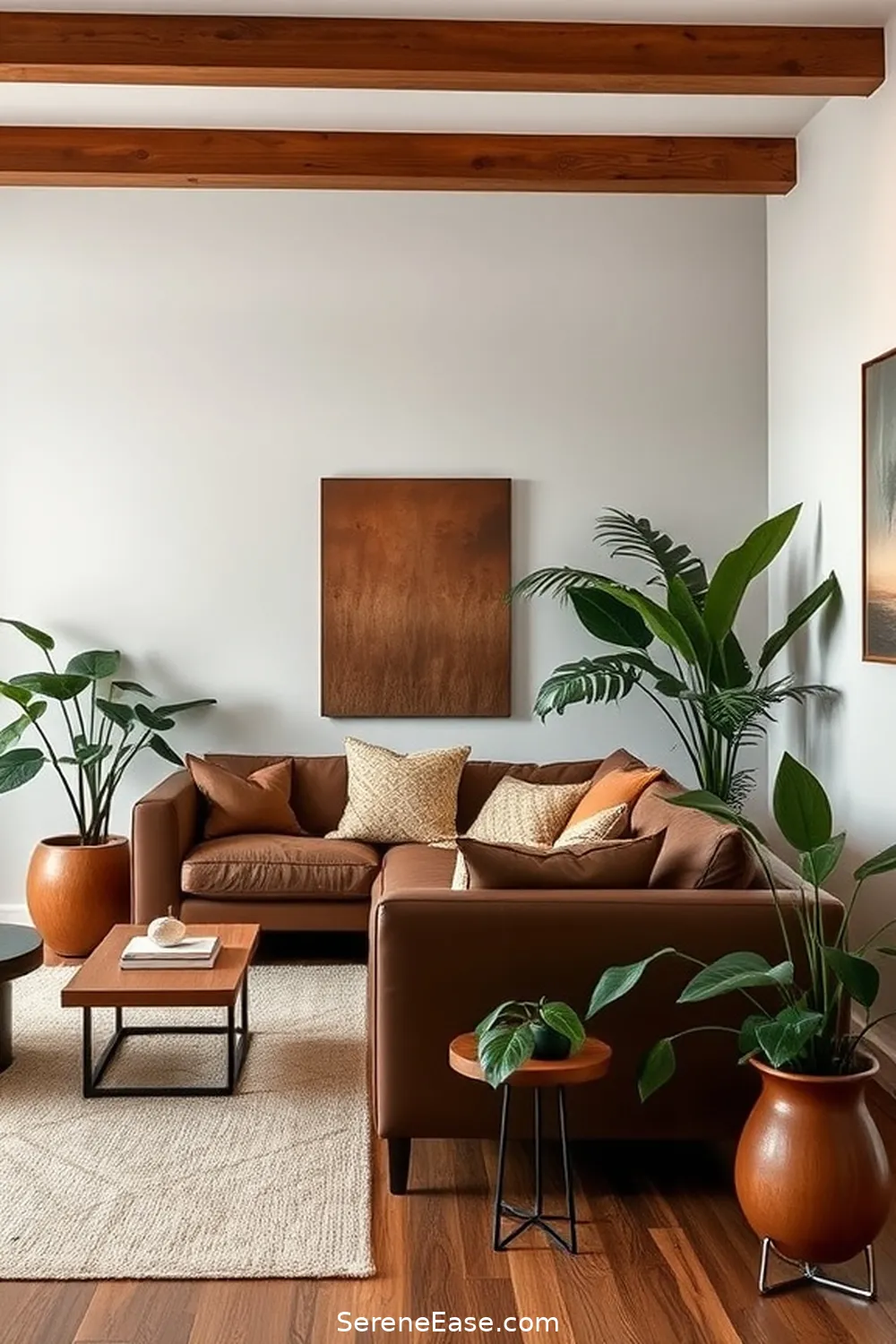 Integrate Leather Accents for 25 Ways to Incorporate Earth Tones in Minimalist Living Room Style