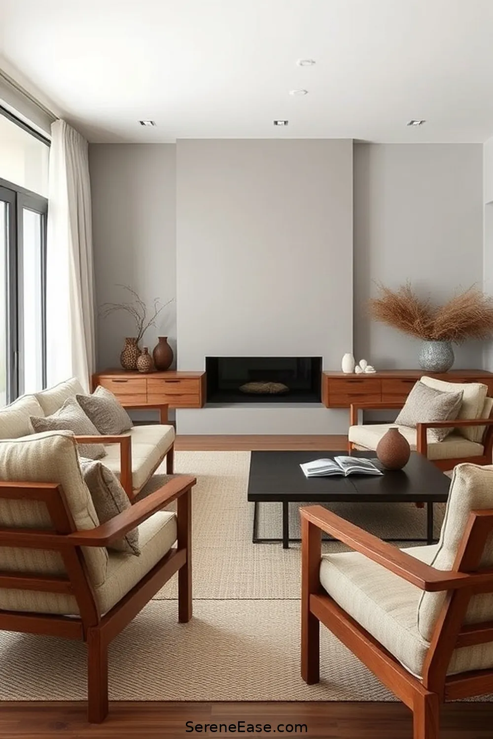 Keep Accessories Minimal and Earthy for 25 Ways to Incorporate Earth Tones in Minimalist Living Room Style