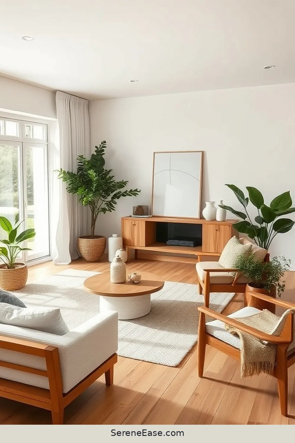 Opt for Natural Wood Furniture for 25 Ways to Incorporate Earth Tones in Minimalist Living Room Style