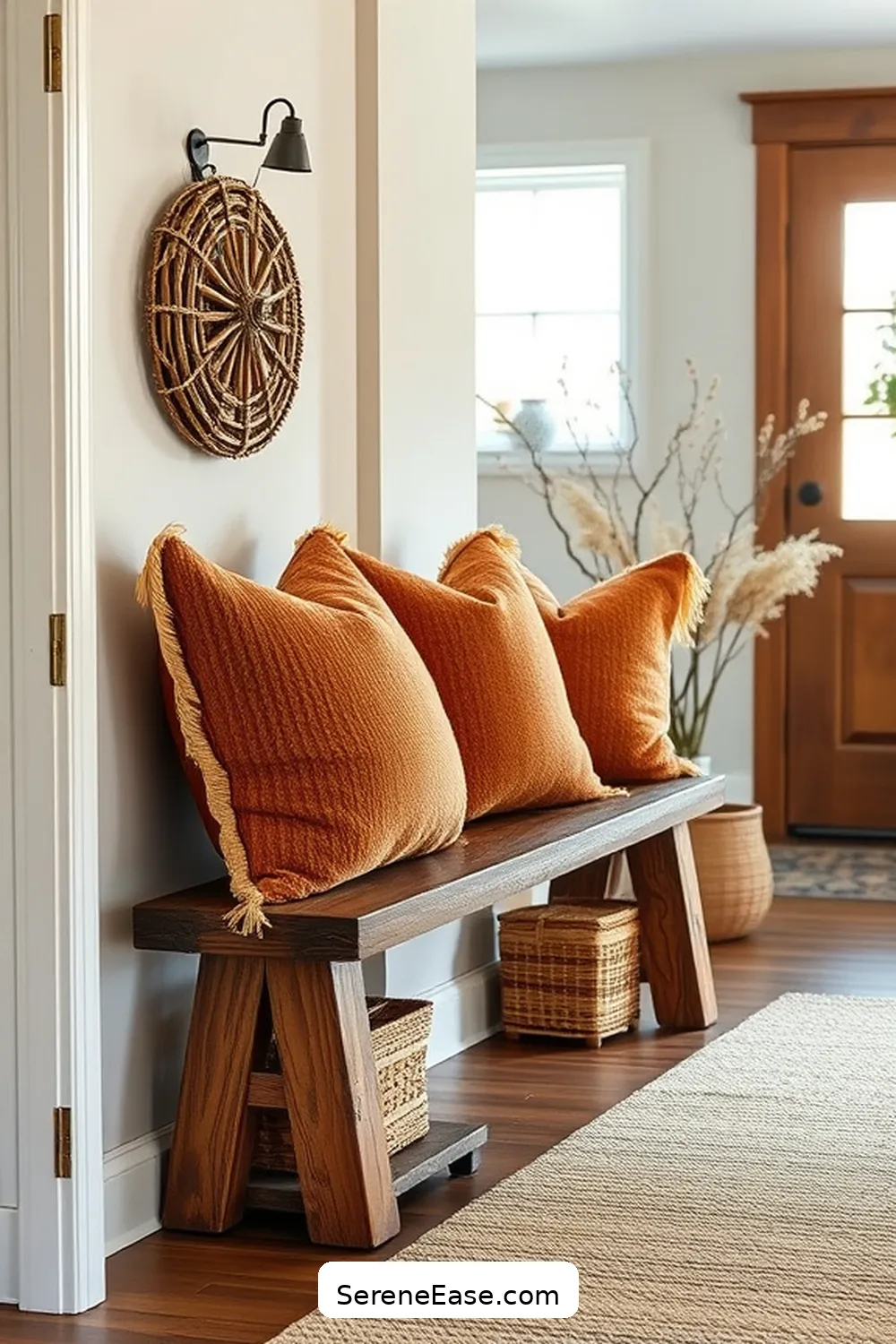 25 Ways to Incorporate Earth Tones in Modern Farmhouse Hallway Style 23 Add Warm Toned Throw Pillows for 25 Ways to Incorporate Earth Tones in Modern Farmhouse Hallway Style