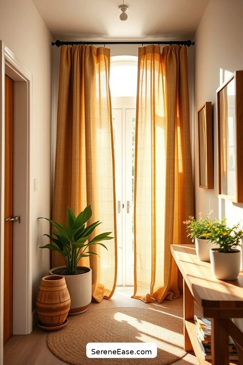 25 Ways to Incorporate Earth Tones in Modern Farmhouse Hallway Style 15 Use Natural Fiber Curtains for 25 Ways to Incorporate Earth Tones in Modern Farmhouse Hallway Style