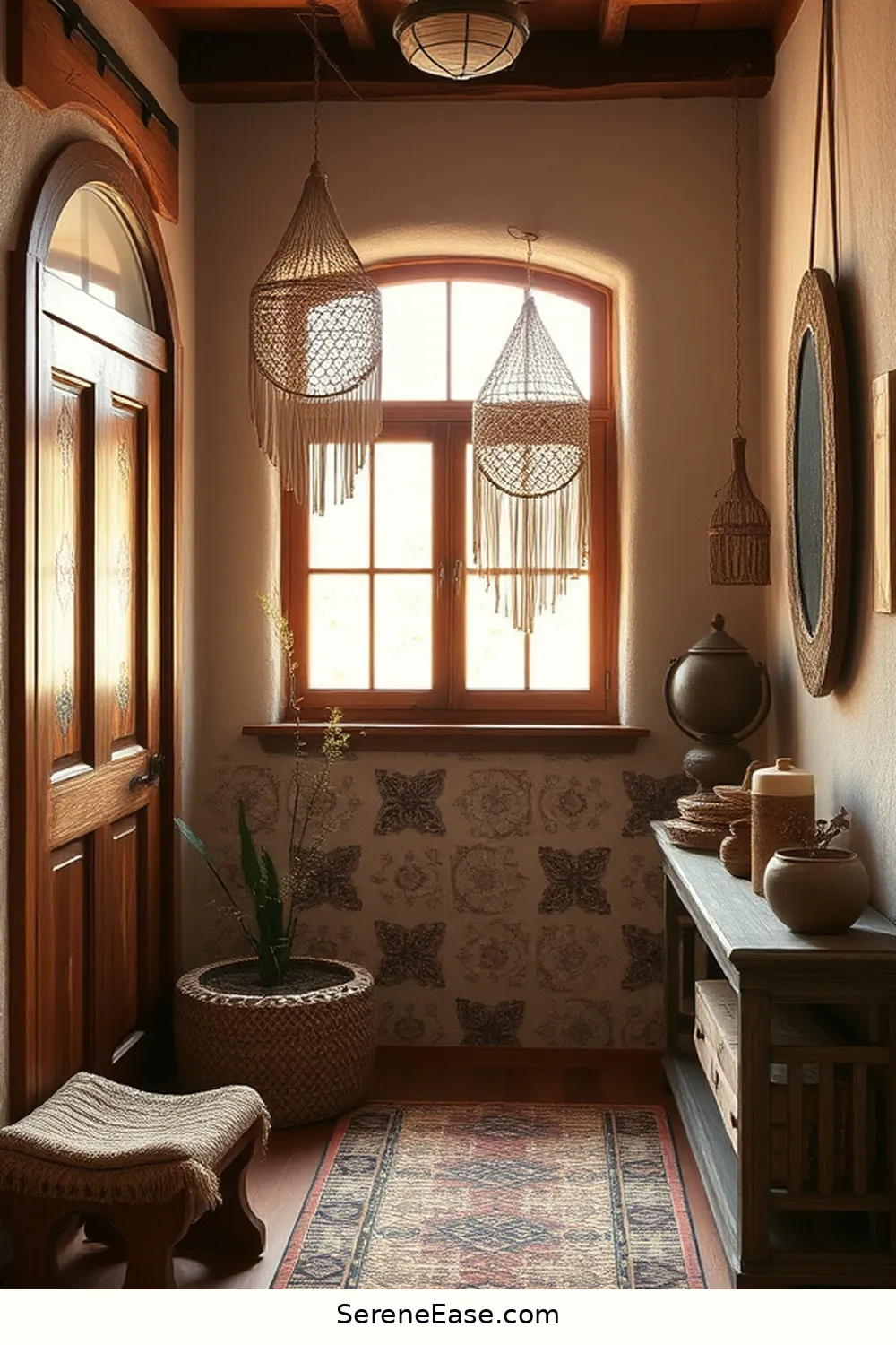 25 Ways to Incorporate Earth Tones in Rustic Entryway Style 10 Hang Macramé Wall Hangings for 25 Ways to Incorporate Earth Tones in Rustic Entryway Style