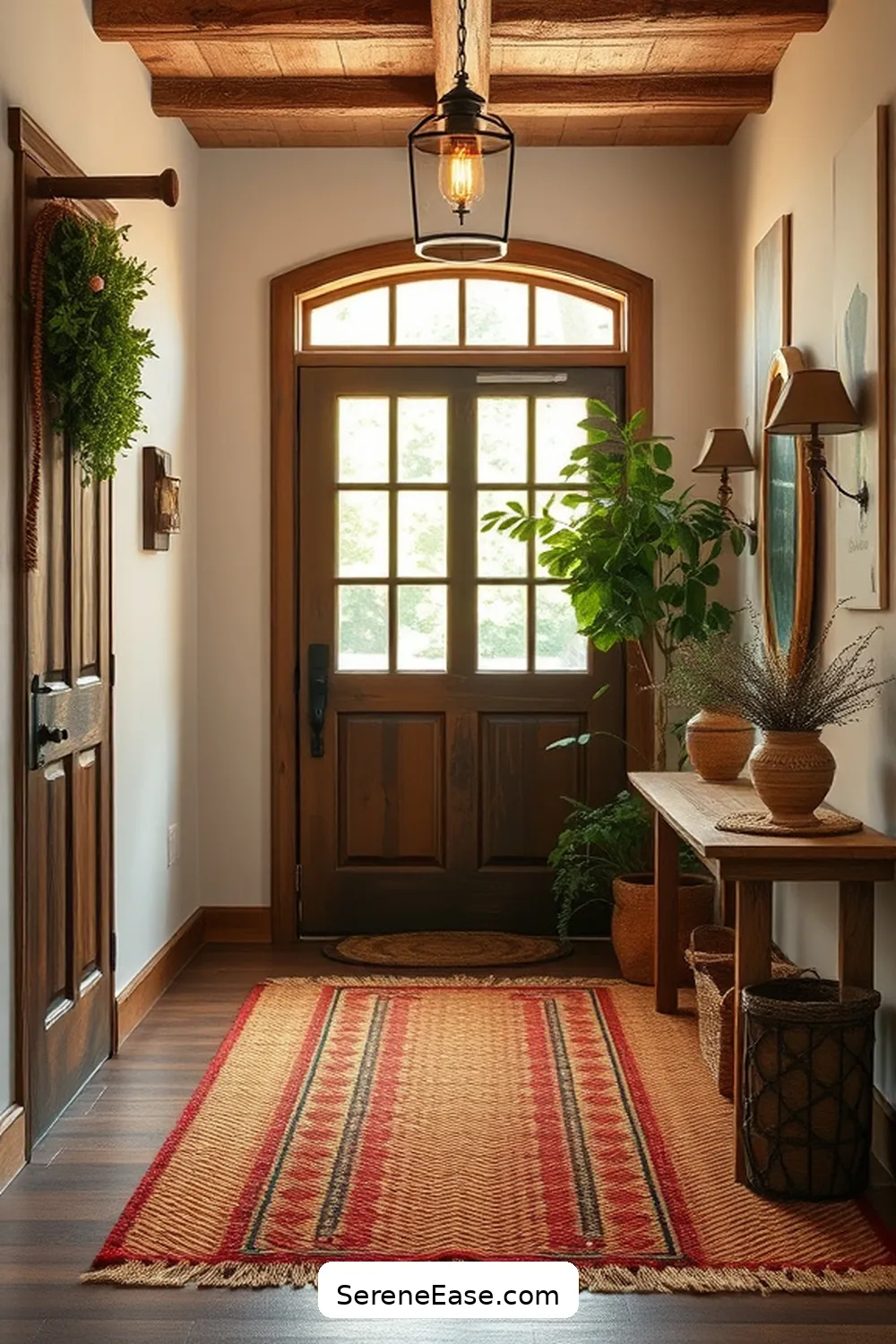 25 Ways to Incorporate Earth Tones in Rustic Entryway Style 4 Incorporate Textured Rugs for 25 Ways to Incorporate Earth Tones in Rustic Entryway Style