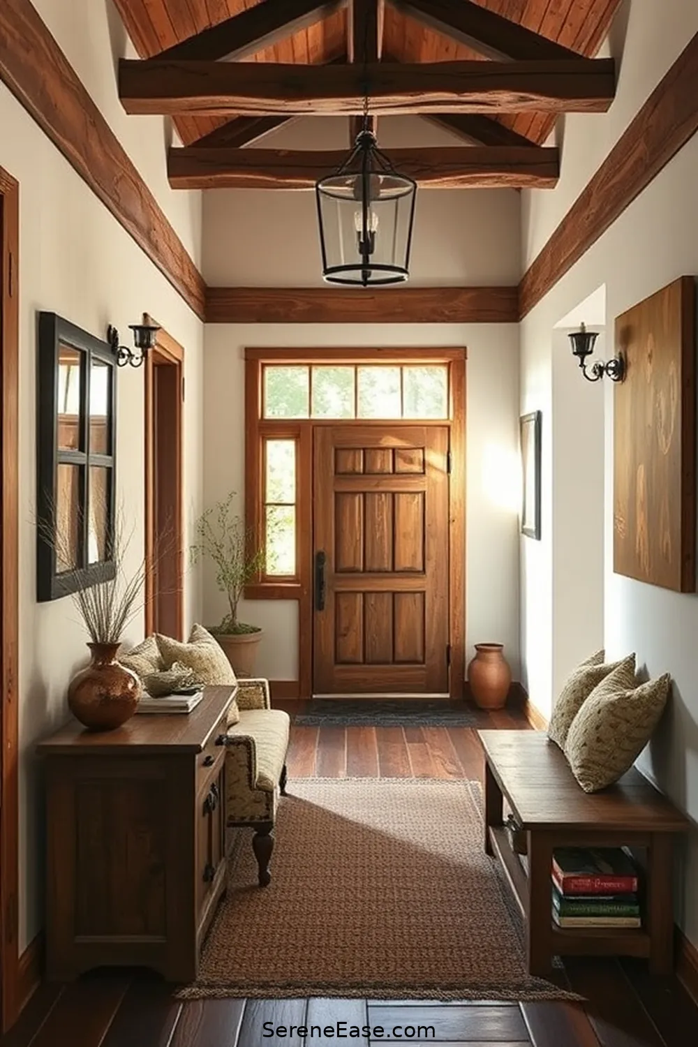 25 Ways to Incorporate Earth Tones in Rustic Entryway Style 18 Opt for Wooden Furniture for 25 Ways to Incorporate Earth Tones in Rustic Entryway Style