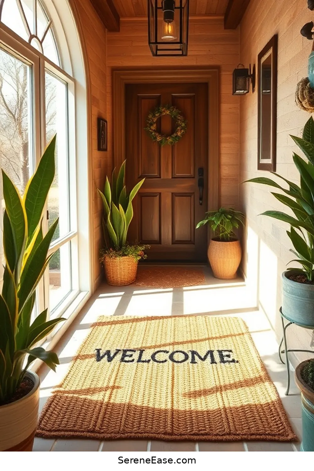 25 Ways to Incorporate Earth Tones in Rustic Entryway Style 25 Opt for a Wooden Welcome Mat for 25 Ways to Incorporate Earth Tones in Rustic Entryway Style