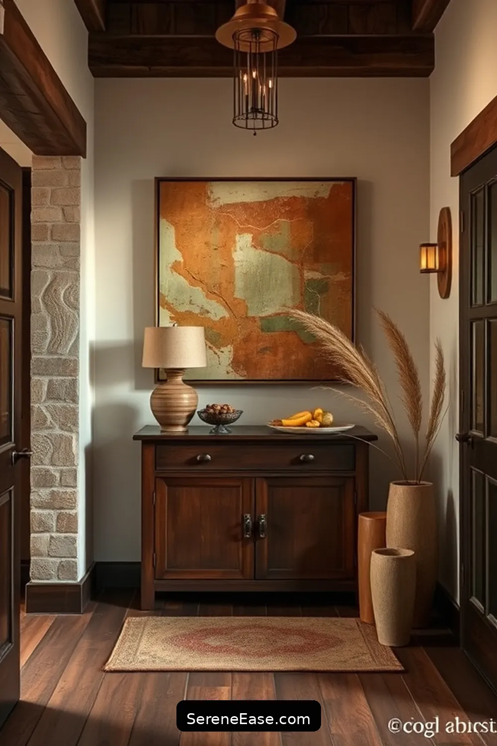 25 Ways to Incorporate Earth Tones in Rustic Entryway Style 7 Select Earth-Toned Artwork for 25 Ways to Incorporate Earth Tones in Rustic Entryway Style