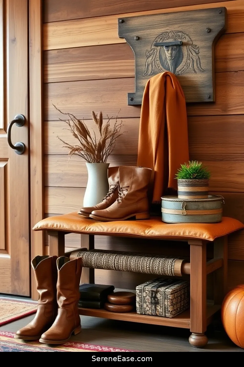 25 Ways to Incorporate Earth Tones in Rustic Entryway Style 12 Use Leather Accents for 25 Ways to Incorporate Earth Tones in Rustic Entryway Style