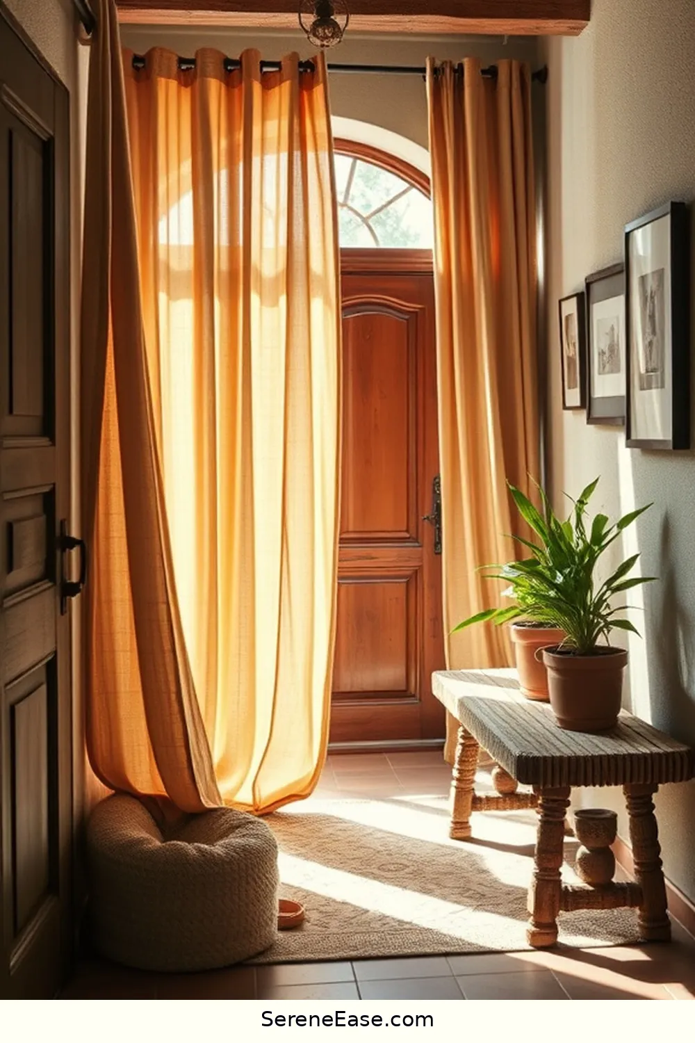 25 Ways to Incorporate Earth Tones in Rustic Entryway Style 16 Use Natural Fiber Curtains for 25 Ways to Incorporate Earth Tones in Rustic Entryway Style