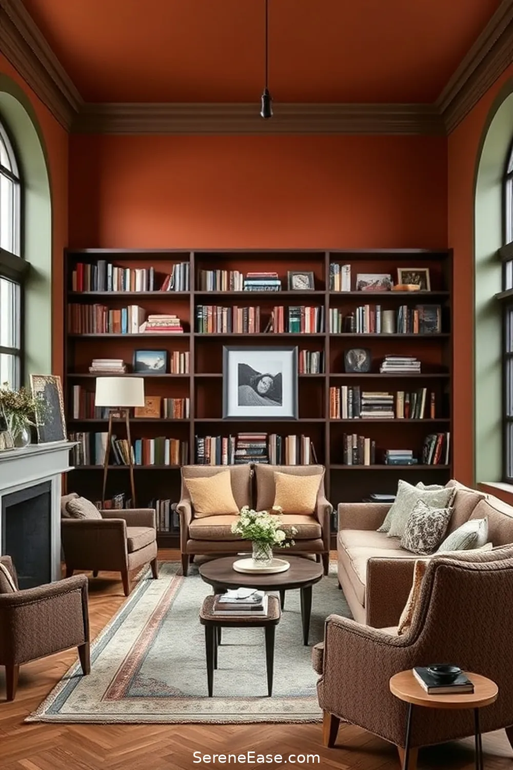 25 Ways to Incorporate Earth Tones in Scandinavian Style Libraries 18 Choose Earthy Colored Paint for Accent Walls for 25 Ways to Incorporate Earth Tones in Scandinavian Style Libraries