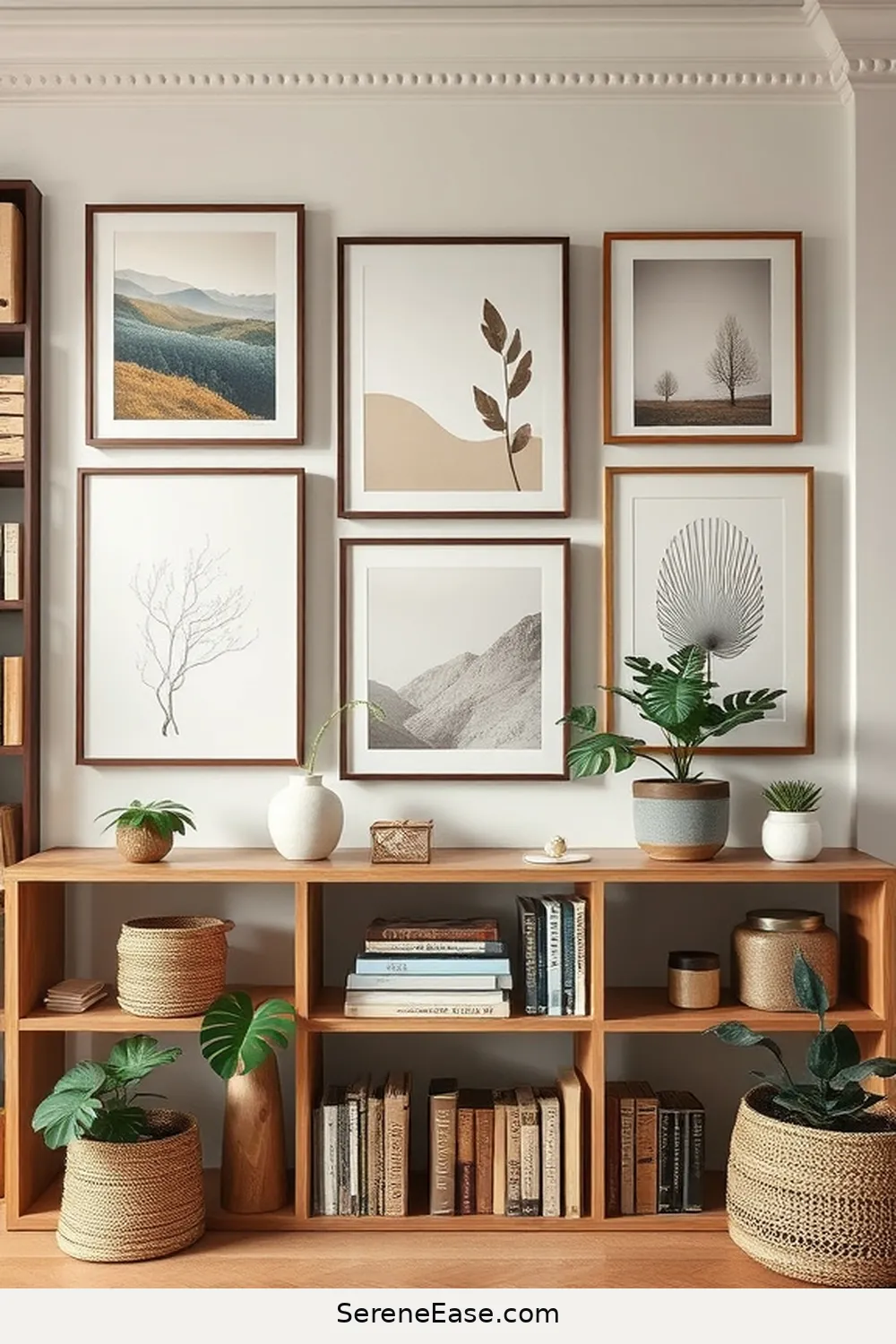 25 Ways to Incorporate Earth Tones in Scandinavian Style Libraries 22 Create a Gallery Wall With Natural Themes for 25 Ways to Incorporate Earth Tones in Scandinavian Style Libraries