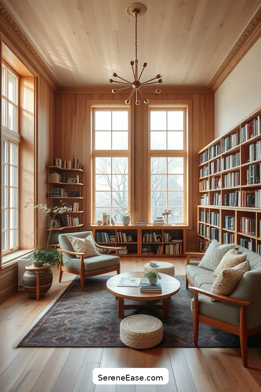 25 Ways to Incorporate Earth Tones in Scandinavian Style Libraries 3 Opt for Natural Wood Furniture for 25 Ways to Incorporate Earth Tones in Scandinavian Style Libraries