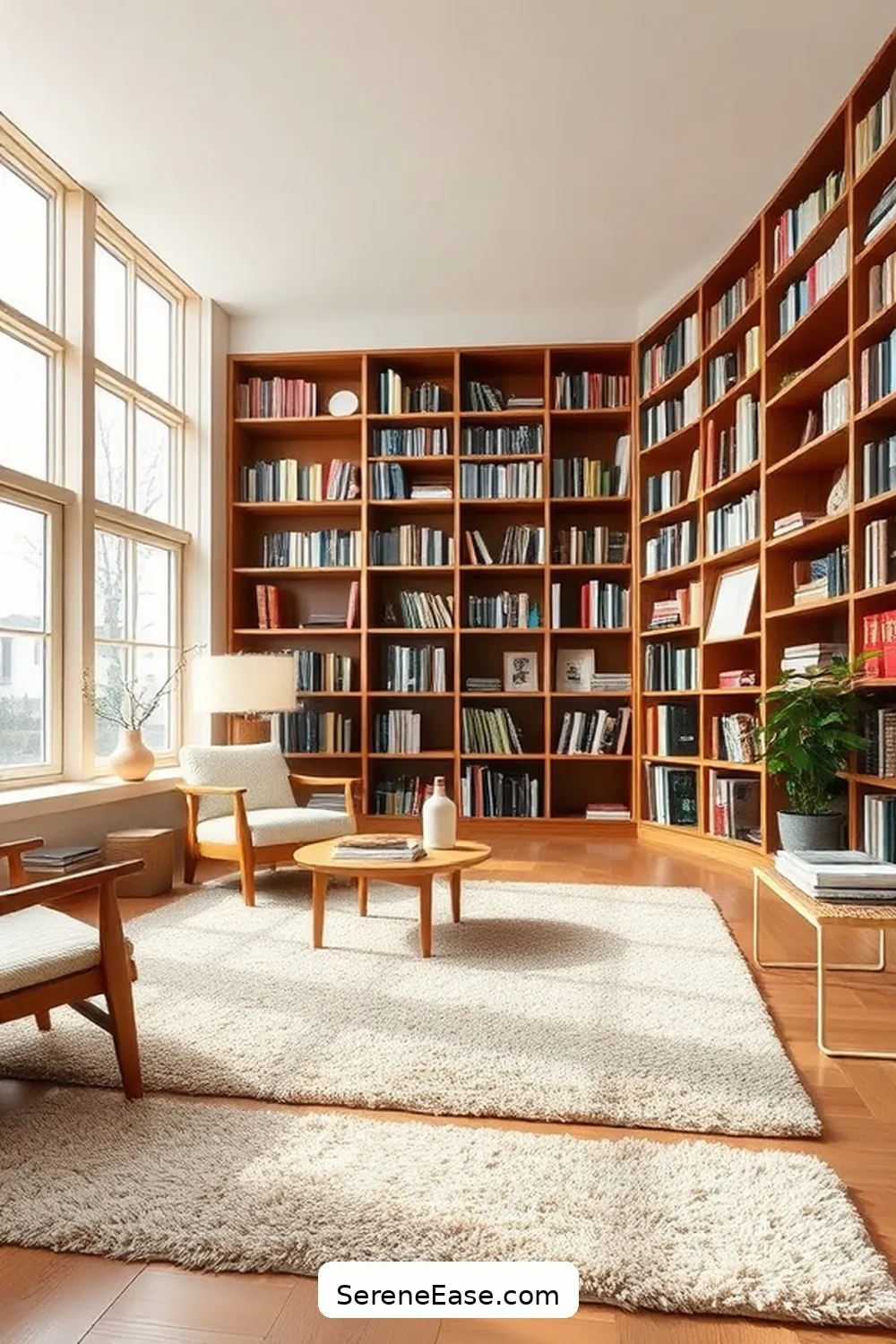 25 Ways to Incorporate Earth Tones in Scandinavian Style Libraries 5 Use Soft, Neutral Rugs for 25 Ways to Incorporate Earth Tones in Scandinavian Style Libraries