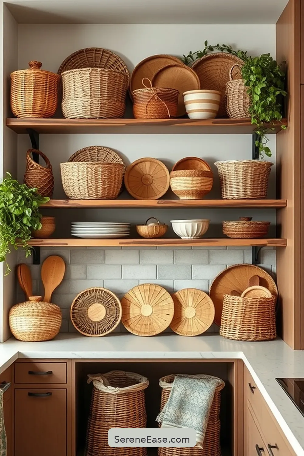 25 Ways to Incorporate Earth Tones in Your Modern Farmhouse Style Kitchen 14 Decorate With Woven Baskets for 25 Ways to Incorporate Earth Tones in Your Modern Farmhouse Style Kitchen
