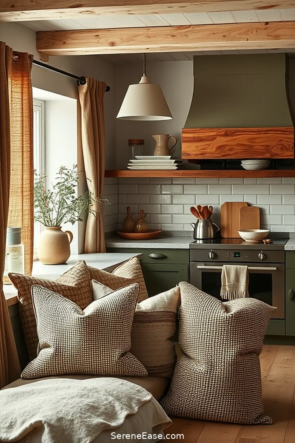 25 Ways to Incorporate Earth Tones in Your Modern Farmhouse Style Kitchen 8 Incorporate Textured Fabrics for 25 Ways to Incorporate Earth Tones in Your Modern Farmhouse Style Kitchen