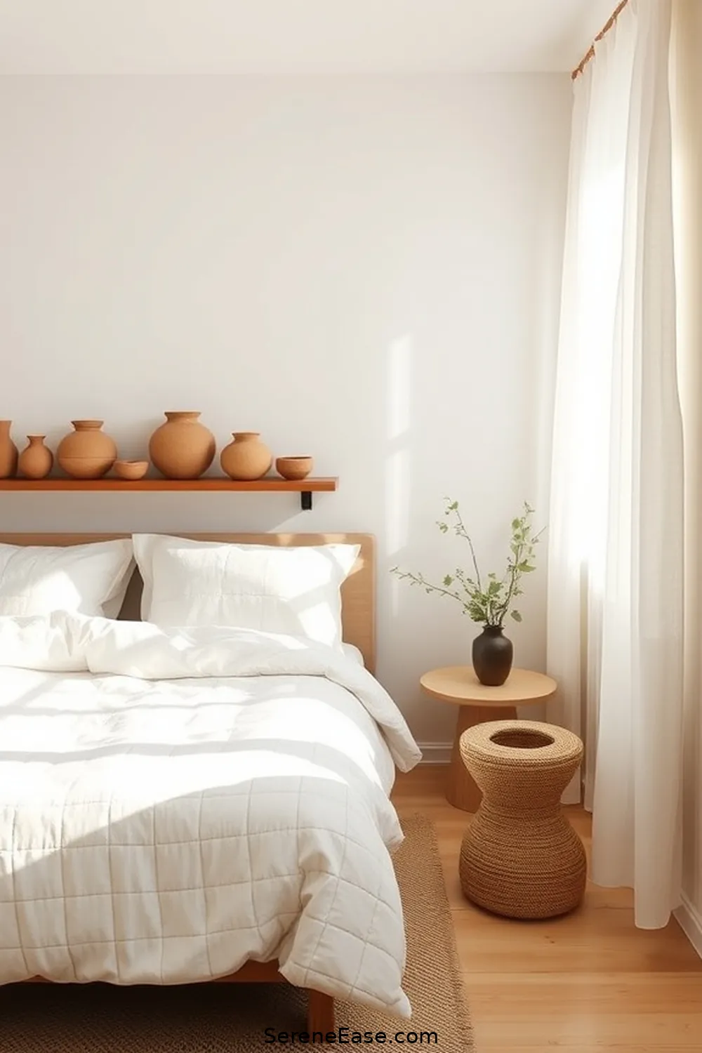 25 Ways to Incorporate Earth Tones in a Minimalist Bedroom Style 23 Incorporate Handmade Pottery for 25 Ways to Incorporate Earth Tones in a Minimalist Bedroom Style
