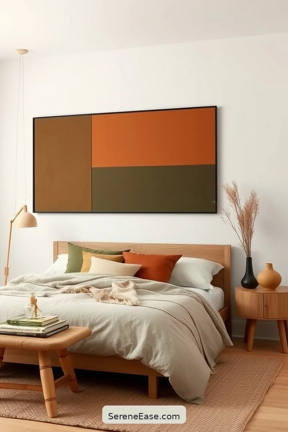 25 Ways to Incorporate Earth Tones in a Minimalist Bedroom Style 20 Use Earthy Color Blocks for 25 Ways to Incorporate Earth Tones in a Minimalist Bedroom Style