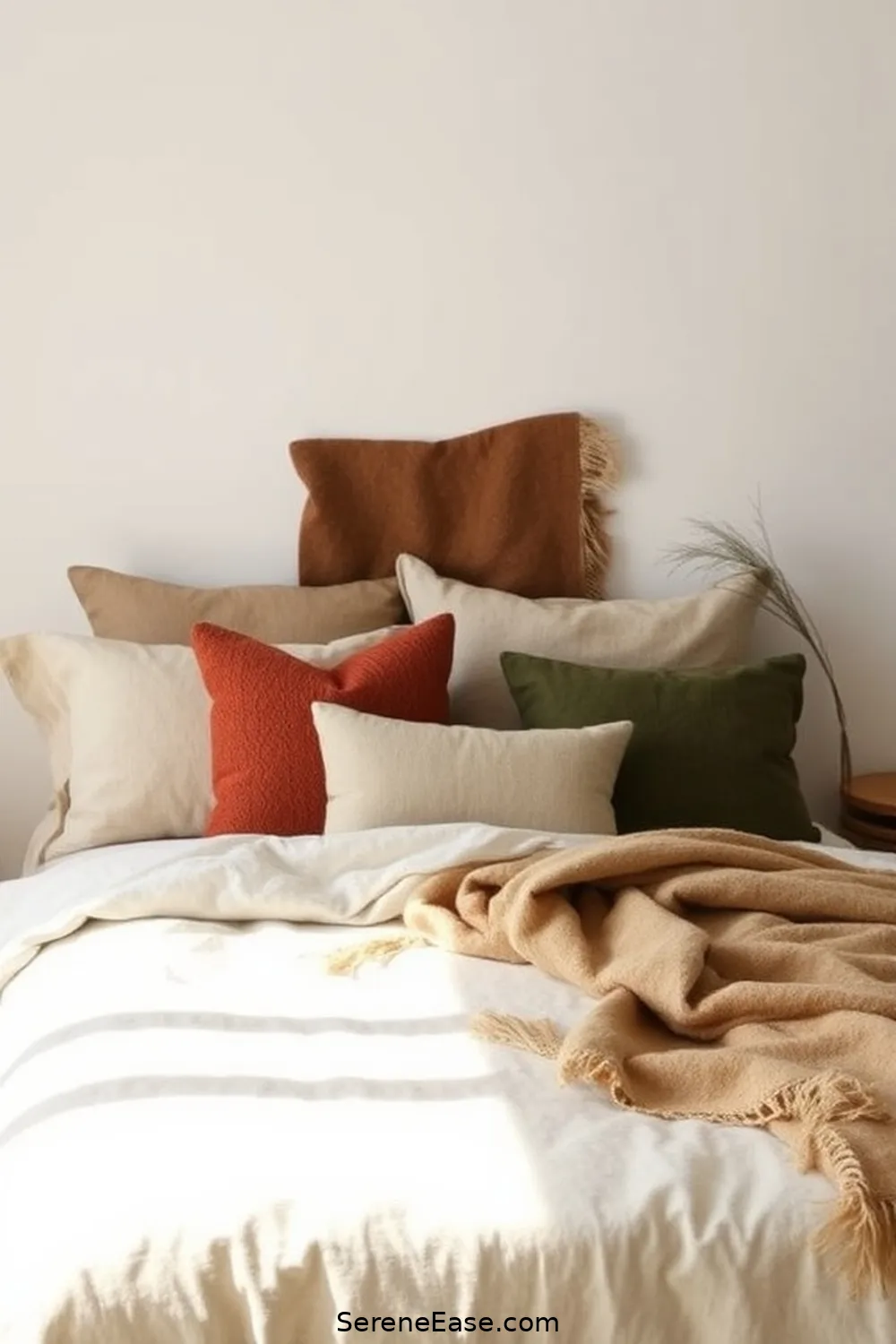 25 Ways to Incorporate Earth Tones in a Minimalist Bedroom Style 4 Use Earthy Textiles for 25 Ways to Incorporate Earth Tones in a Minimalist Bedroom Style