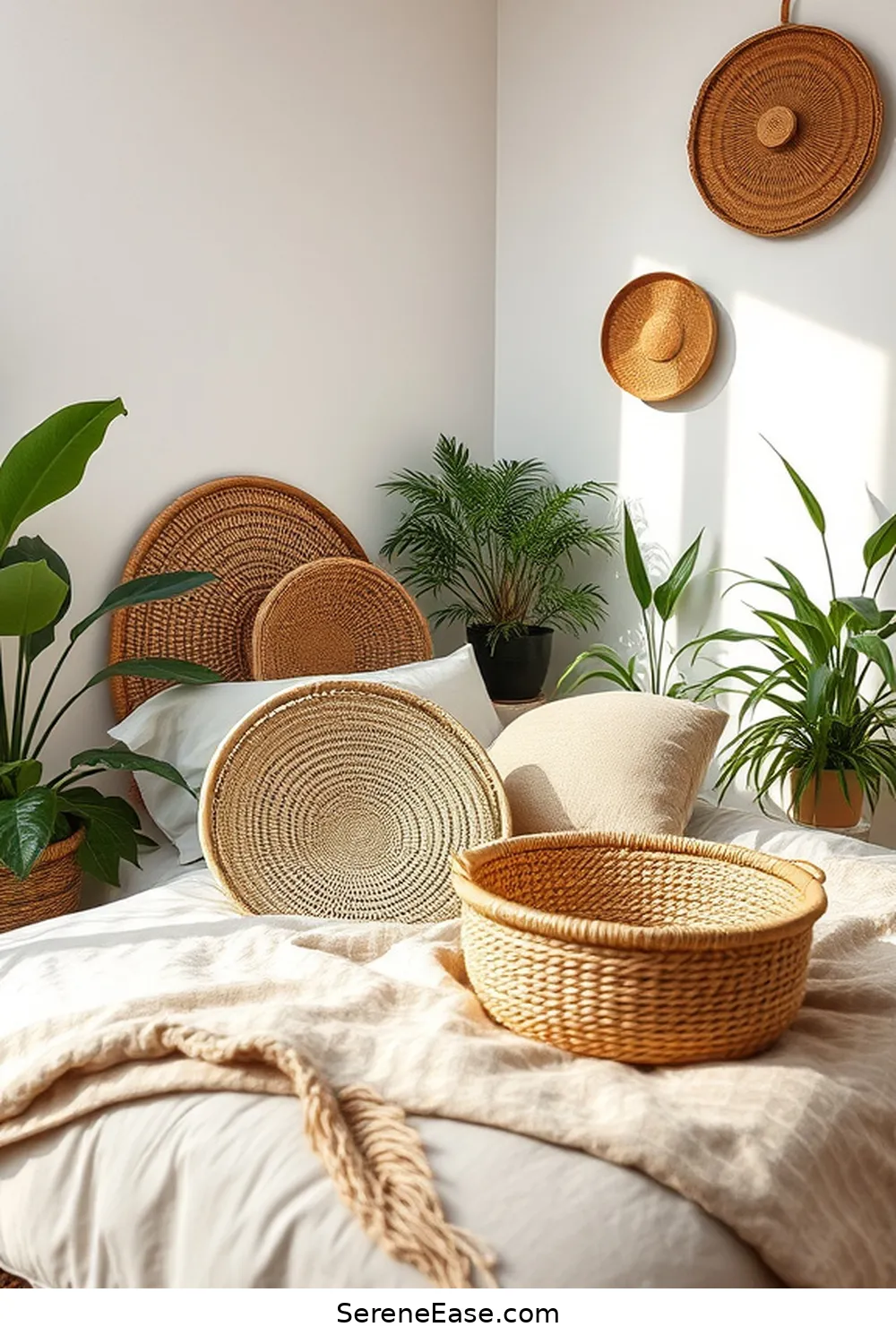 25 Ways to Incorporate Earth Tones in a Minimalist Bedroom Style 7 Utilize Woven Baskets for 25 Ways to Incorporate Earth Tones in a Minimalist Bedroom Style