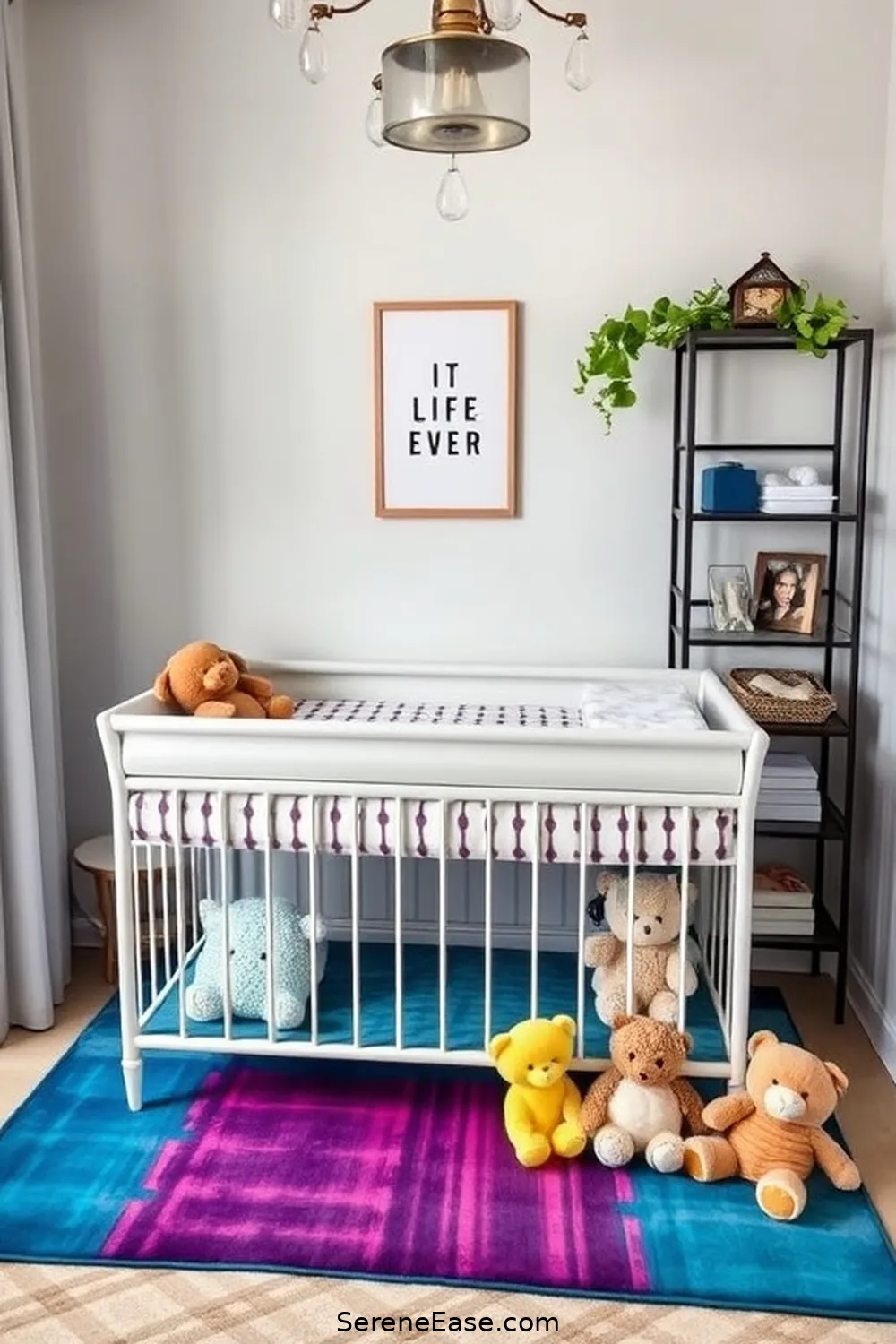 25 Ways to Incorporate Jewel Tones in Industrial Nursery Style 13 Add a Bright Changing Table Mat for 25 Ways to Incorporate Jewel Tones in Industrial Nursery Style