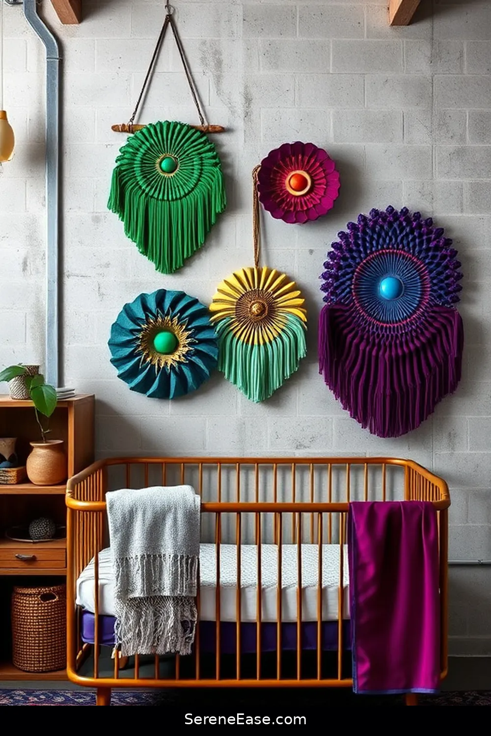 25 Ways to Incorporate Jewel Tones in Industrial Nursery Style 15 Incorporate Colorful Wall Hangings for 25 Ways to Incorporate Jewel Tones in Industrial Nursery Style