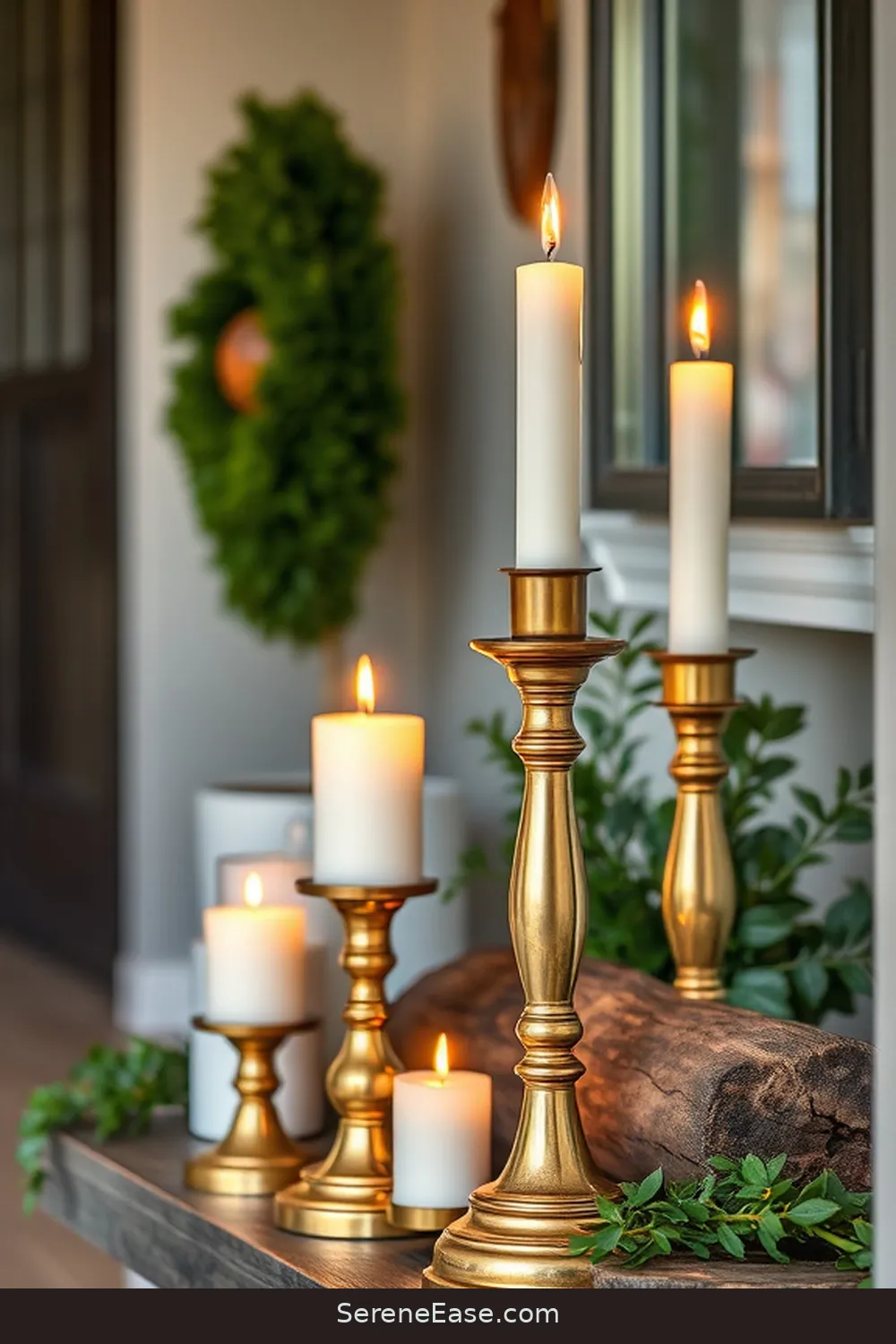 25 Ways to Incorporate Metallic Accents in a Rustic Entryway Style 9 Brass Candle Holders for a Warm Glow for 25 Ways to Incorporate Metallic Accents in a Rustic Entryway Style