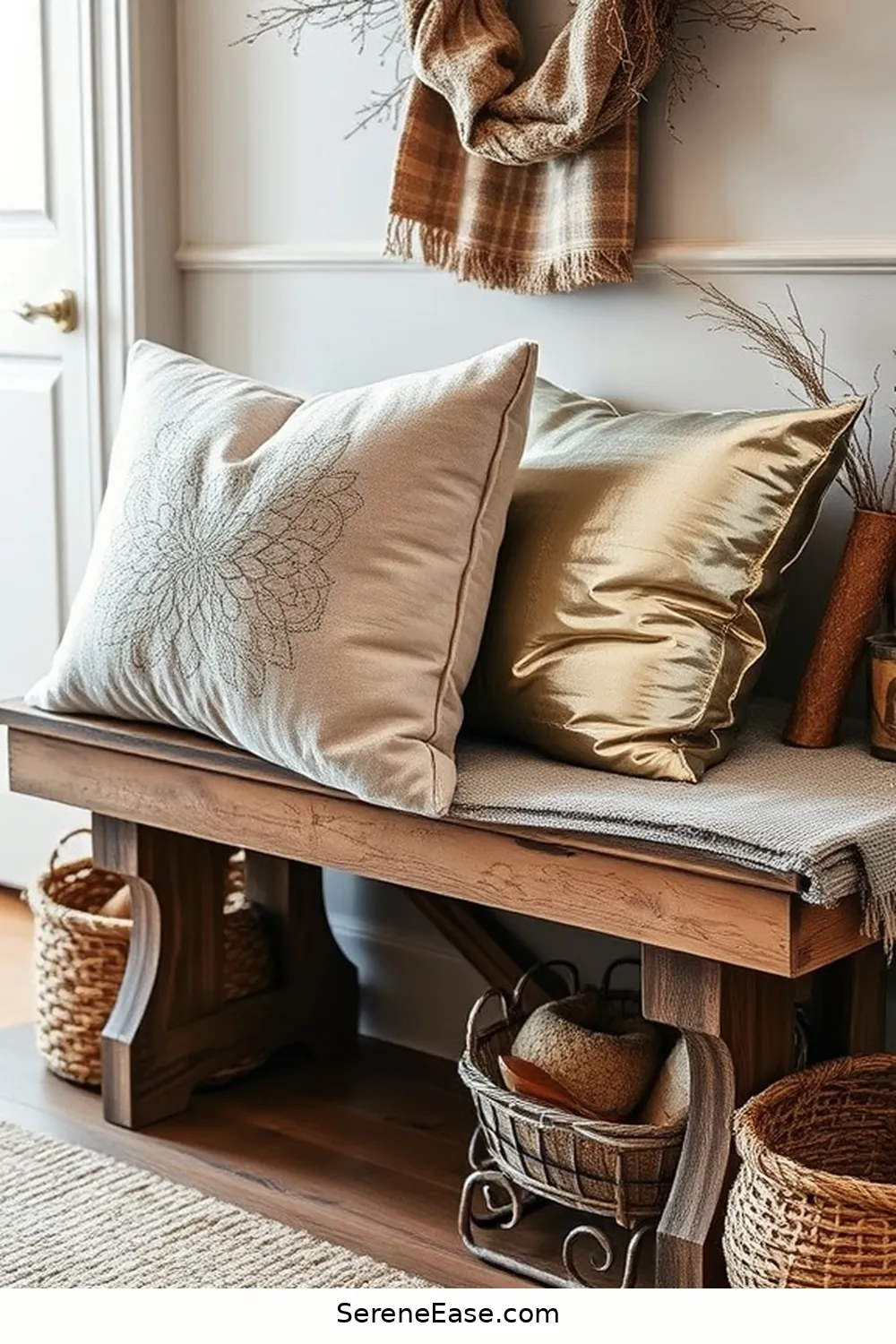 25 Ways to Incorporate Metallic Accents in a Rustic Entryway Style 13 Metallic Pillows for Added Comfort for 25 Ways to Incorporate Metallic Accents in a Rustic Entryway Style