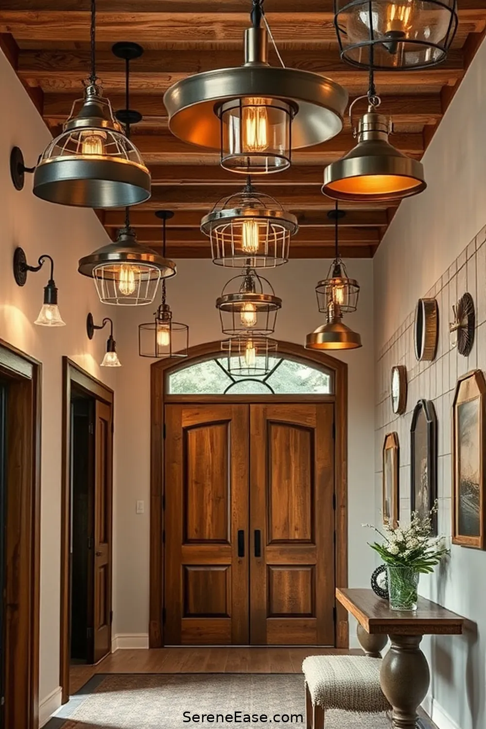 25 Ways to Incorporate Metallic Accents in a Rustic Entryway Style 8 Mixed Metal Lighting Fixtures for Versatility for 25 Ways to Incorporate Metallic Accents in a Rustic Entryway Style