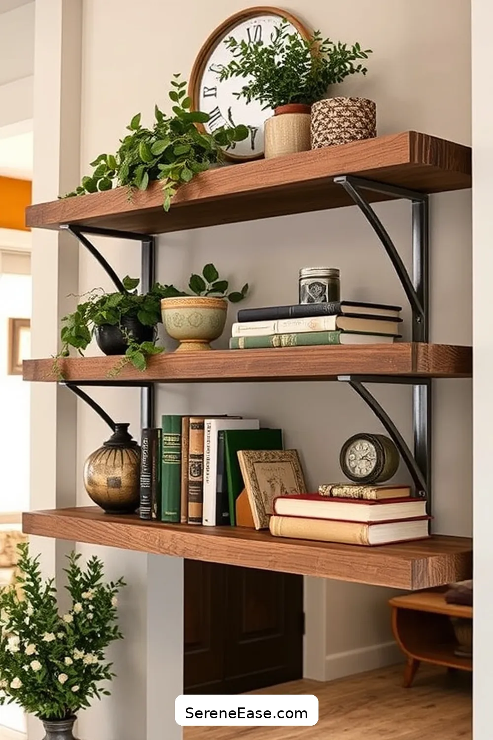 25 Ways to Incorporate Metallic Accents in a Rustic Entryway Style 22 Rustic Shelves With Metallic Brackets for 25 Ways to Incorporate Metallic Accents in a Rustic Entryway Style