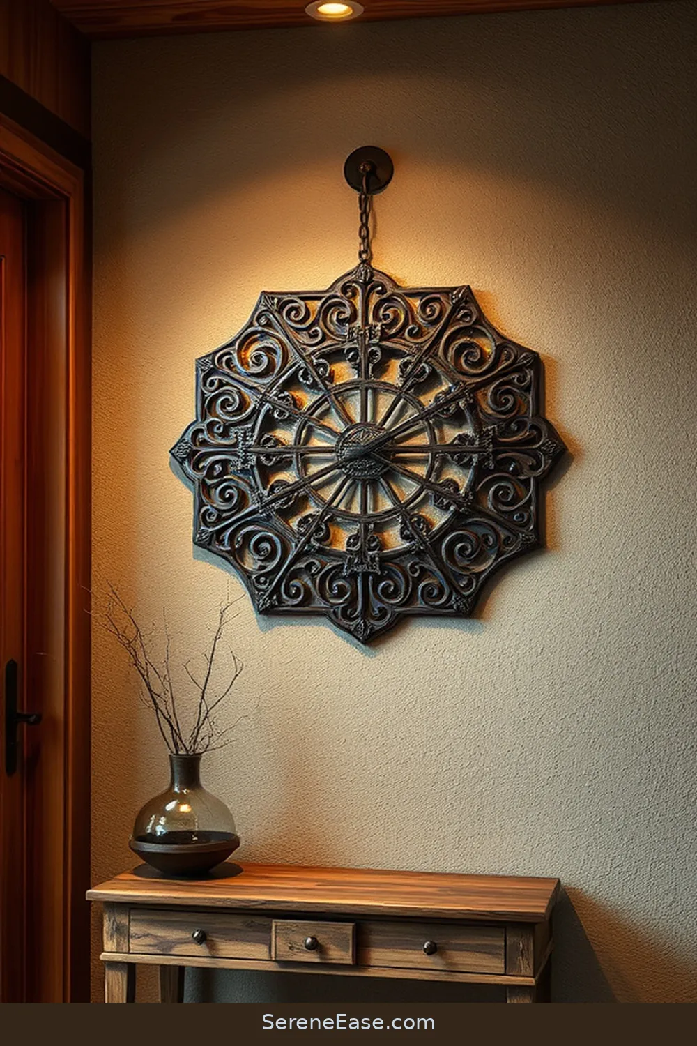 25 Ways to Incorporate Metallic Accents in a Rustic Entryway Style 21 Unique Metallic Wall Clocks as Statement Pieces for 25 Ways to Incorporate Metallic Accents in a Rustic Entryway Style