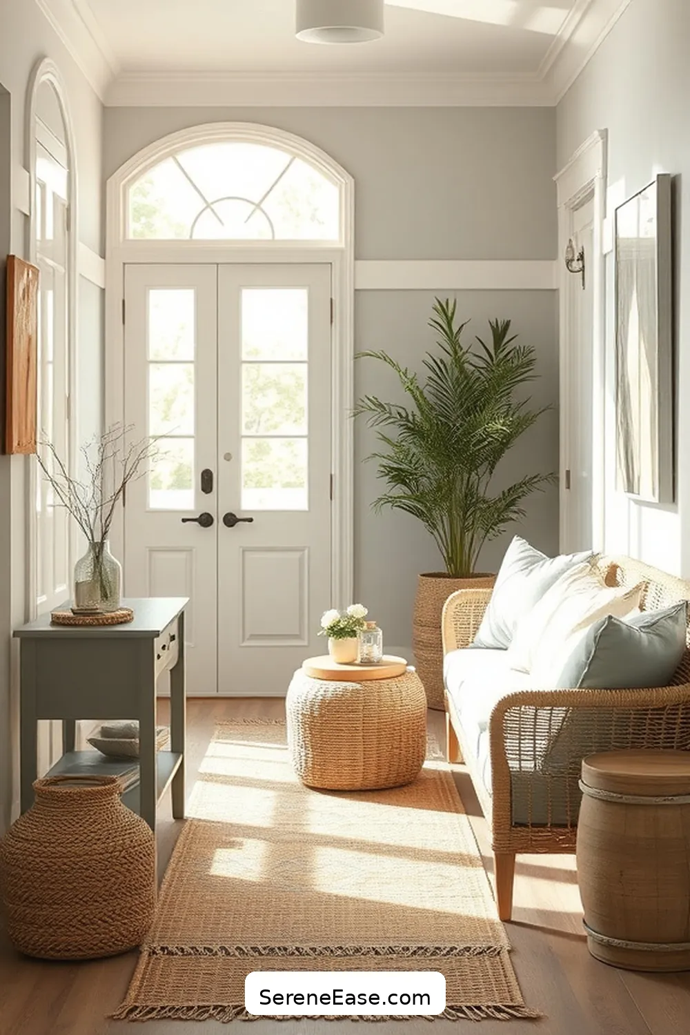 25 Ways to Incorporate Neutral Tones in Coastal Entryway Style 8 Add Soft Grey Furniture for 25 Ways to Incorporate Neutral Tones in Coastal Entryway Style